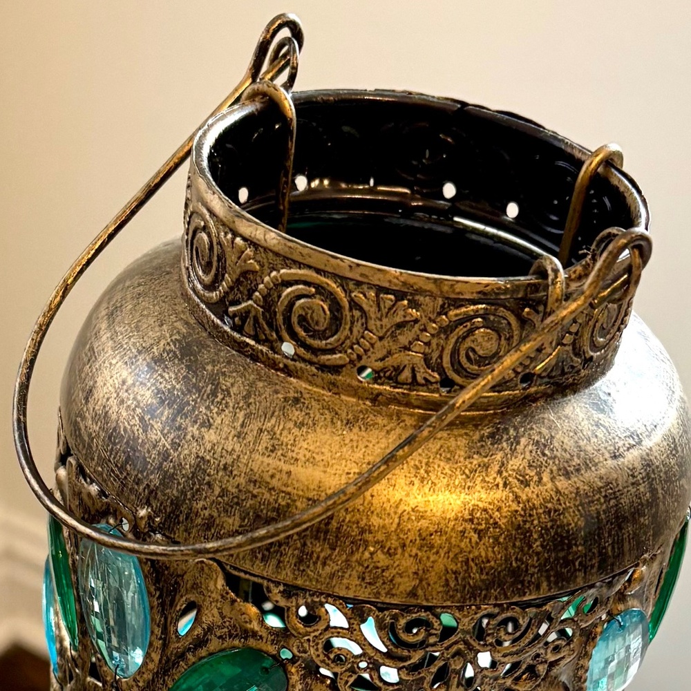 Pier 1 Blue and Green Caravan Gem Lantern - Picture 5 of 8